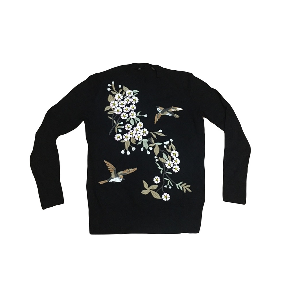 Ted Baker Black Sweater with Floral and Bird Design